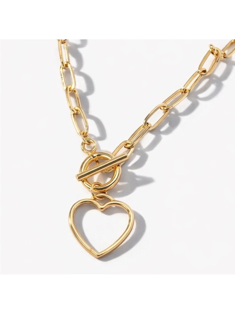 New! Gold Heart Chain Necklace (3043) Nwot